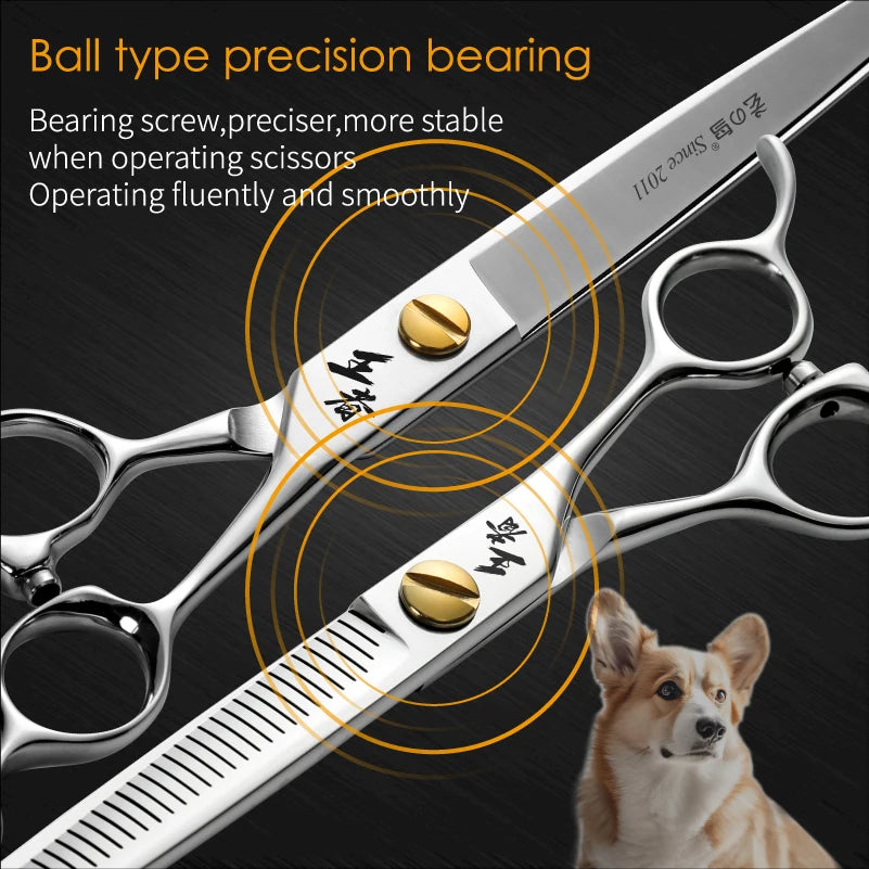 Fenice King Series VG10 Steel Dog Grooming Scissors Straight Curved Thinning