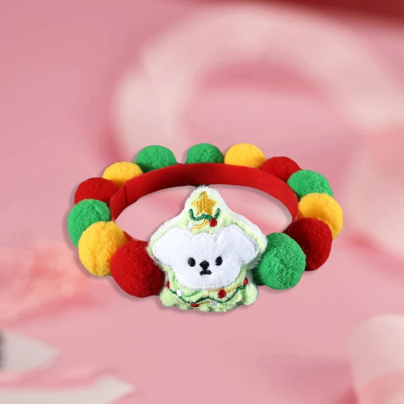 Guangdong Festive Pet Holiday Collar With Fluffy Pom Pom