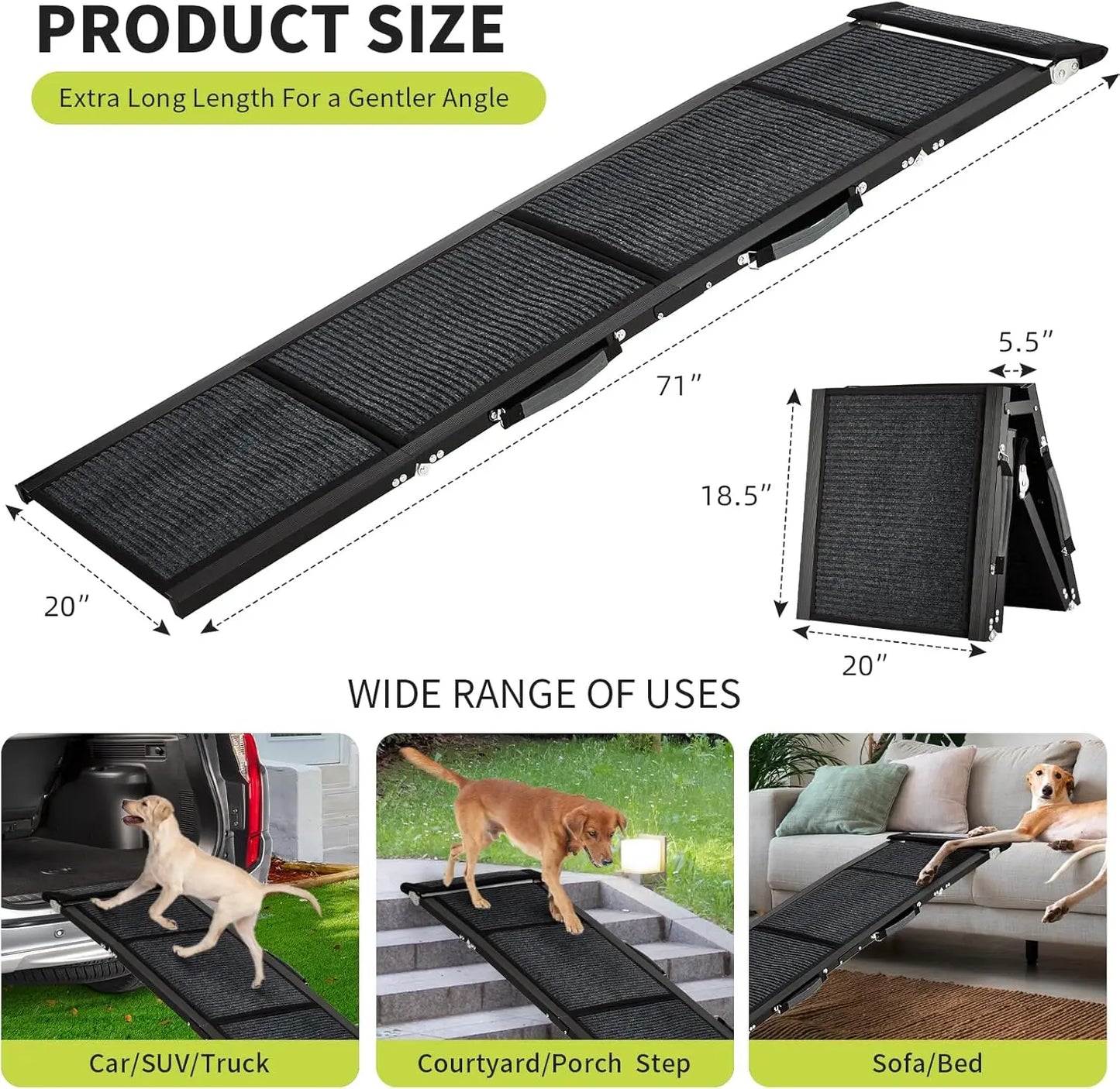 HiMISS Car Dog Ramp Folding Pet Steps for Portable Use