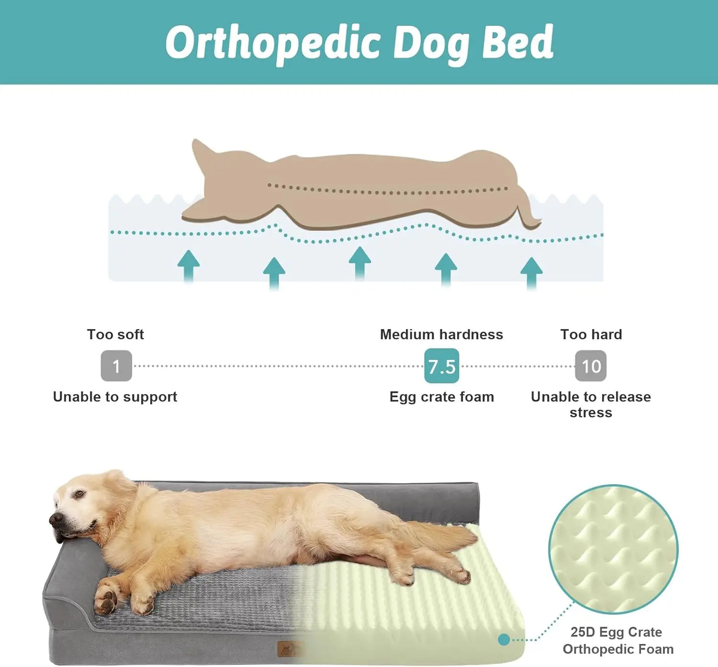 Orthopedic Dog Bed L Shaped Foam Sofa With Washable Cover