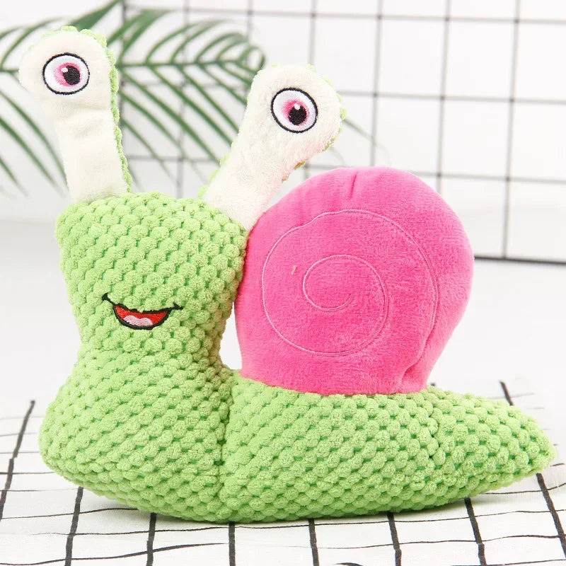 Hign-concerned Chemical Snail Shaped Bite Resistant Plush Squeaky Dog Toy