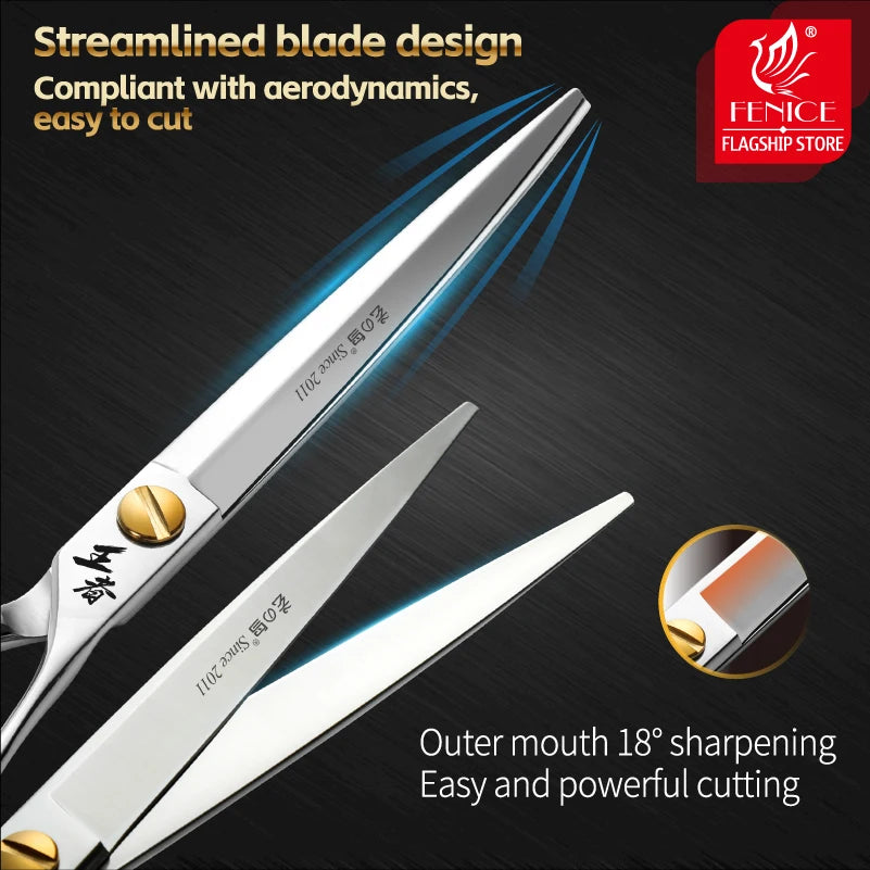 Fenice King Series VG10 Steel Dog Grooming Scissors Straight Curved Thinning