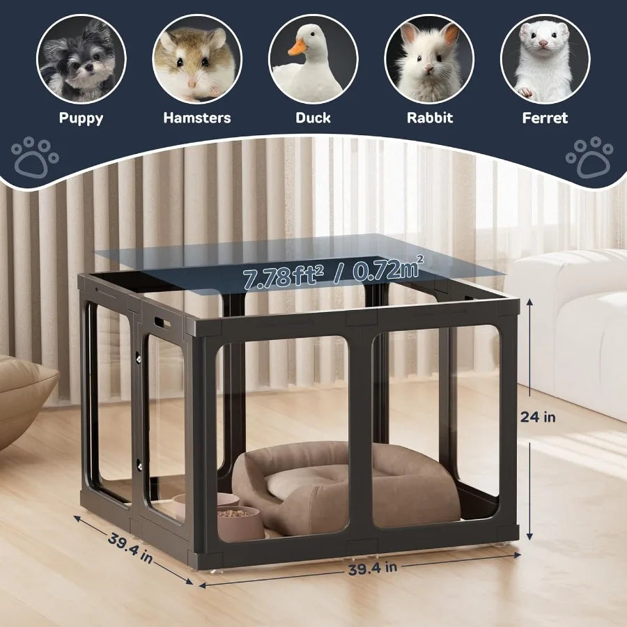 Hign-concerned Acrylic Dog Playpen Indoor Easy Assemble 8 Panel Door