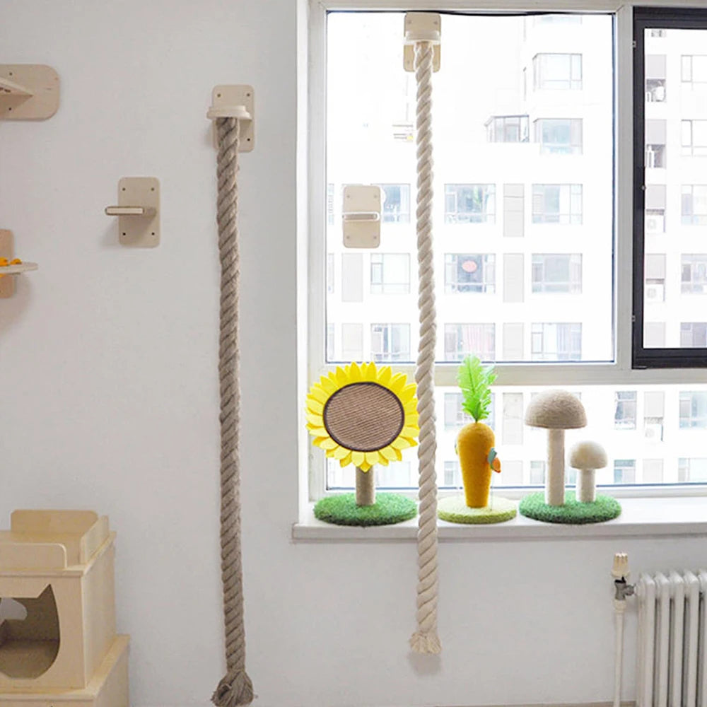 PETRAVELCN Cat Climbing Shelf And Rope Tree Mounted Scratching Post