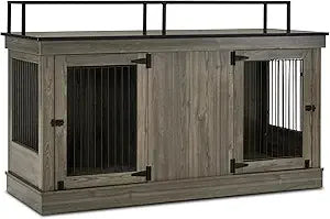 MKDK Furniture Style Dog Crate End Table With Double Doors