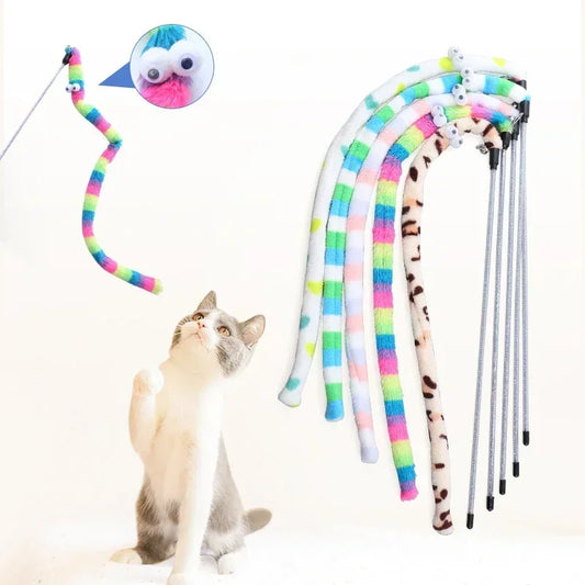 Cat Feather Teaser Wand Caterpillar Interactive Toy For Cats