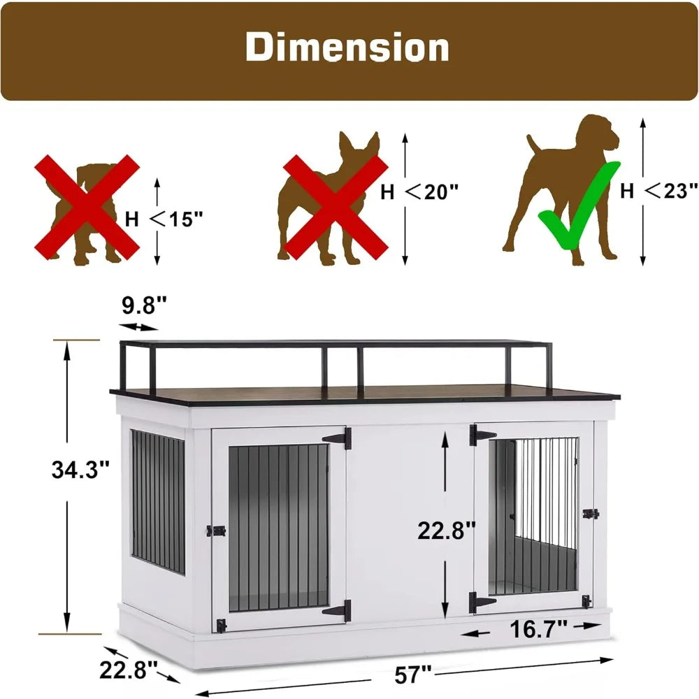 MKDK Furniture Style Dog Crate End Table With Double Doors
