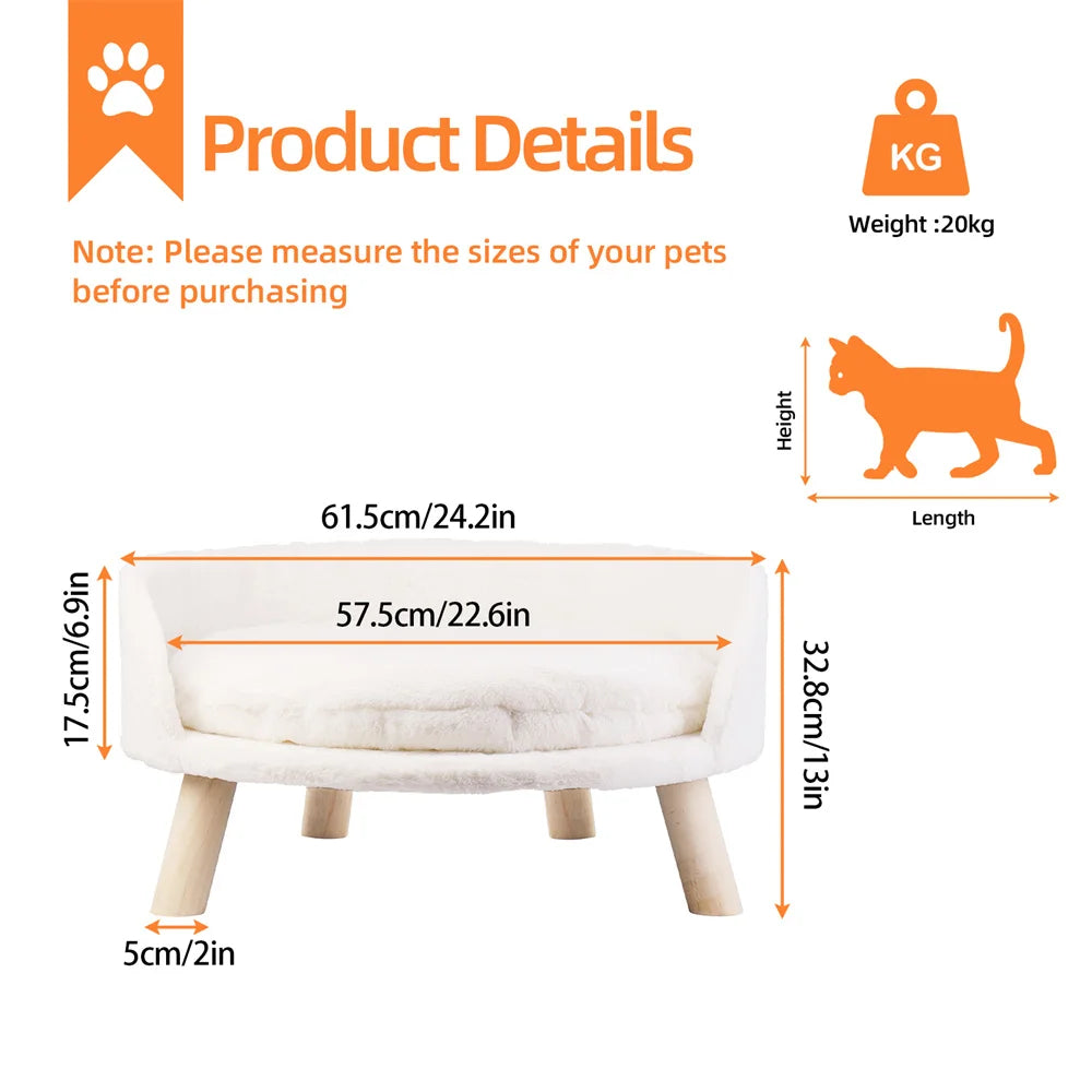 BORWARTCN Ultra Soft Elevated Dog Cat Sofa Bed Lounger
