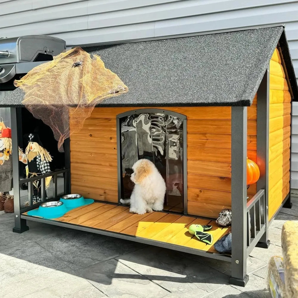 DAFIFY Outdoor Insulated Dog House With Metal Frame Weatherproof