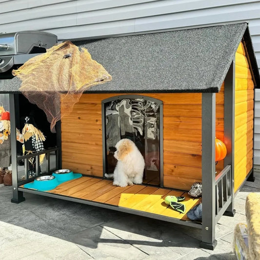 DAFIFY Outdoor Insulated Dog House With Metal Frame Weatherproof