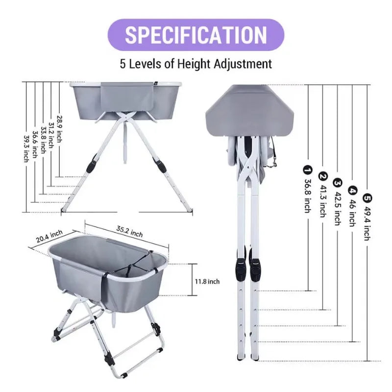 Dog Litter Elevated Foldable Dog Bath Tub For Larger Pets