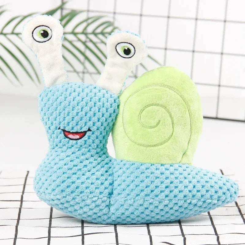 Hign-concerned Chemical Snail Shaped Bite Resistant Plush Squeaky Dog Toy