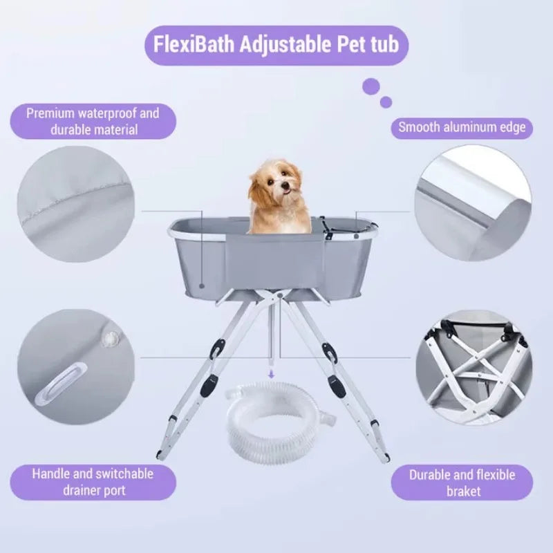 Dog Litter Elevated Foldable Dog Bath Tub For Larger Pets