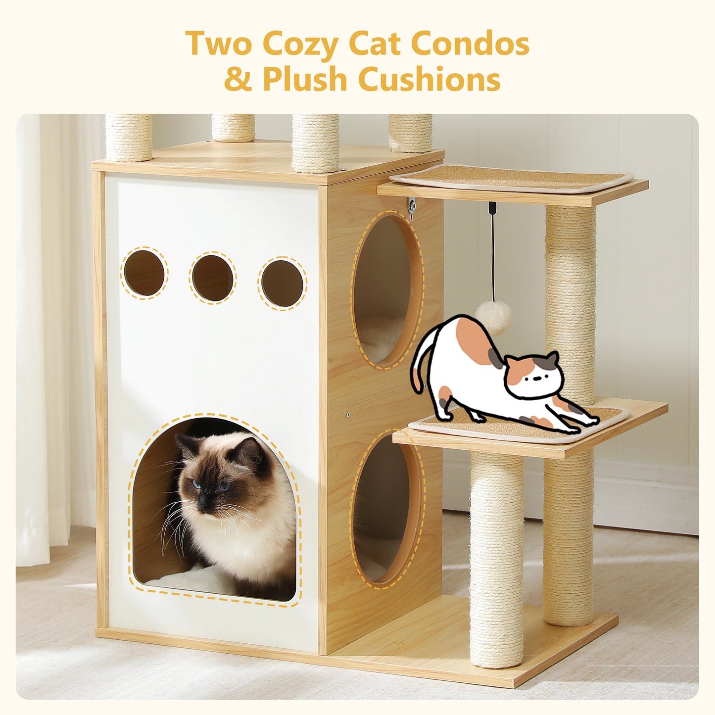 PETEPELACN Modern Cat Tree Tower with Condo and Scratching Posts