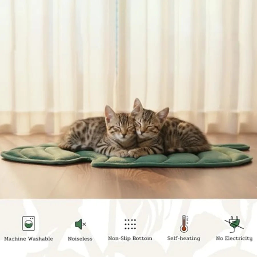 Leaf Shaped SelfWarming Cat Bed Mat for Sofa Crate Kennel