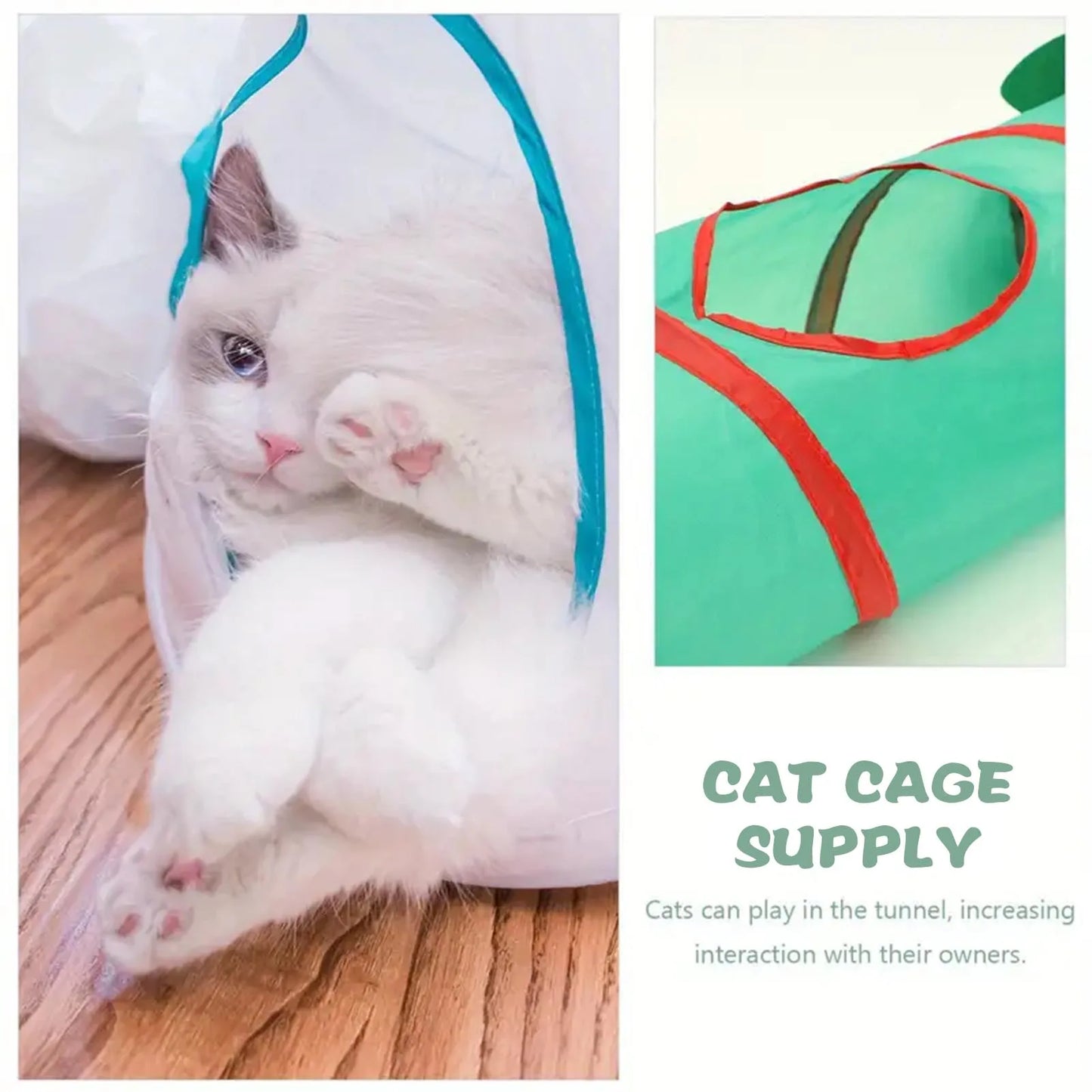 Xmas Kitten Tunnel Toys Set With Catnip For Indoor Cats