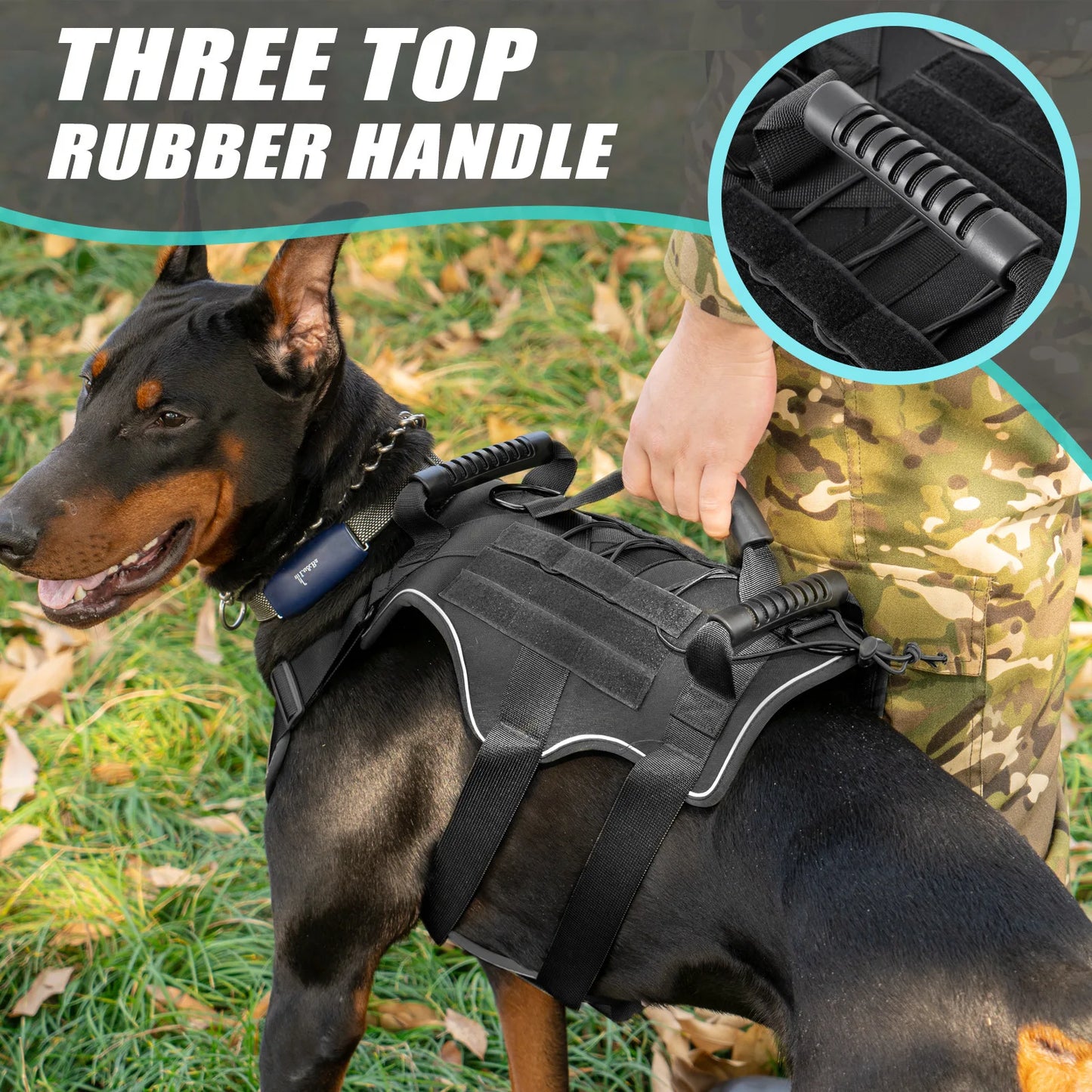 NONECN Tactical Reflective Dog Harness Quick Release For All Dogs