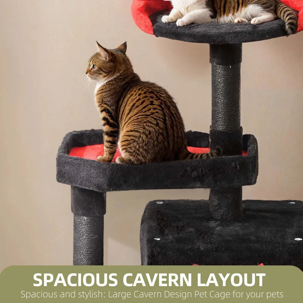 Hign-concerned Gothic Cat Tree Coffin Bed Tower with Sisal Posts