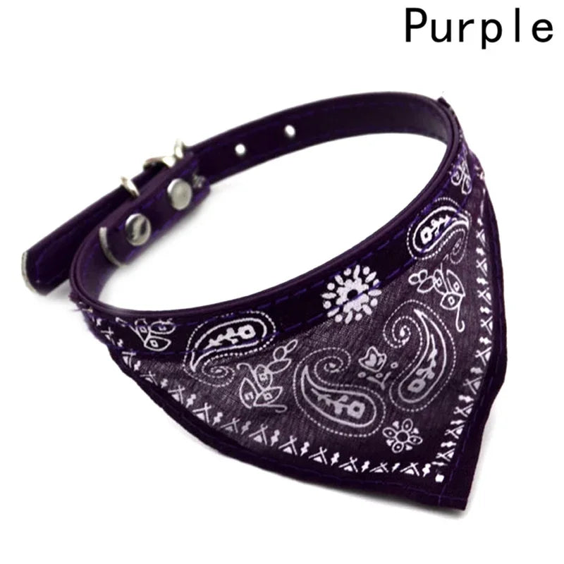 Decoration Adjustable Cat And Dog Bandana Collar PU Neck Scarf