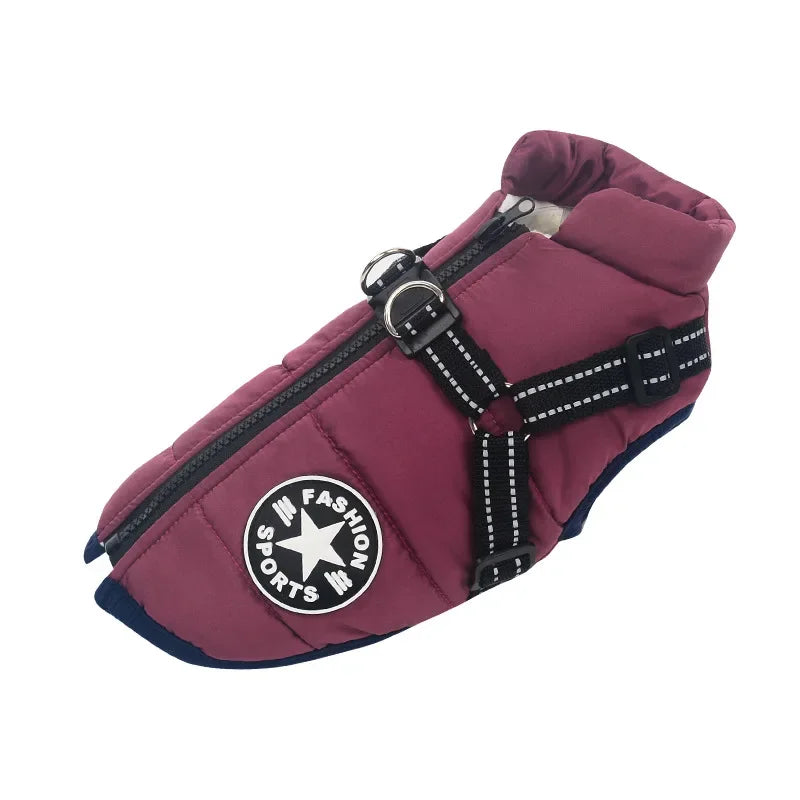 Winter Waterproof Dog Jacket With Harness For Labrador Chihuahua Outdoor