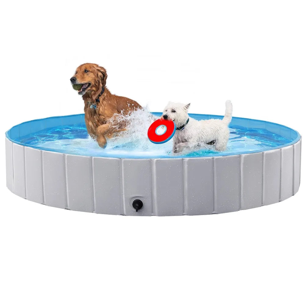 Large Foldable Dog Pool Collapsible Plastic Pet Bath Tub Scratch Resistant