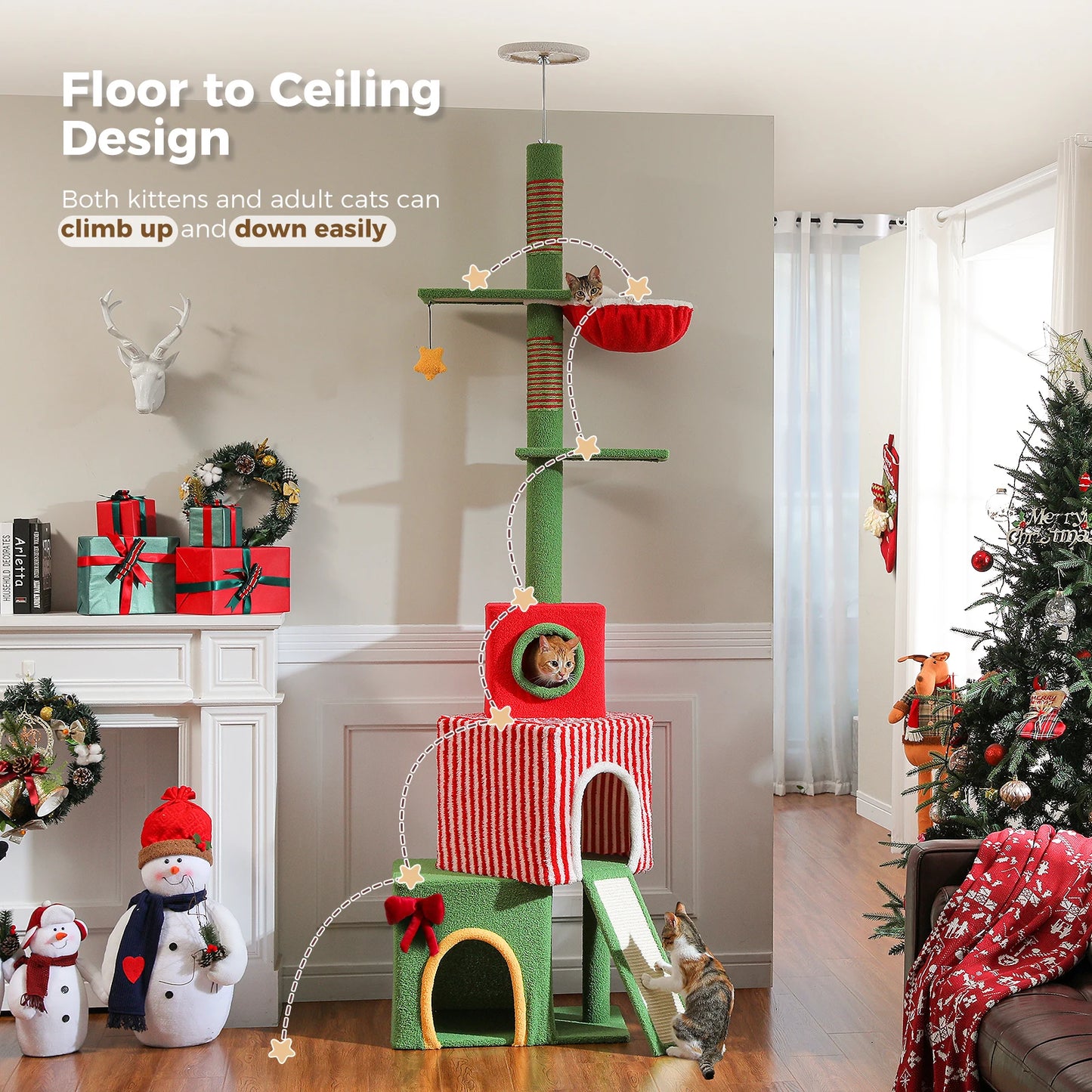 PAWZ Road Adjustable Cat Tree With Condos And Hammock