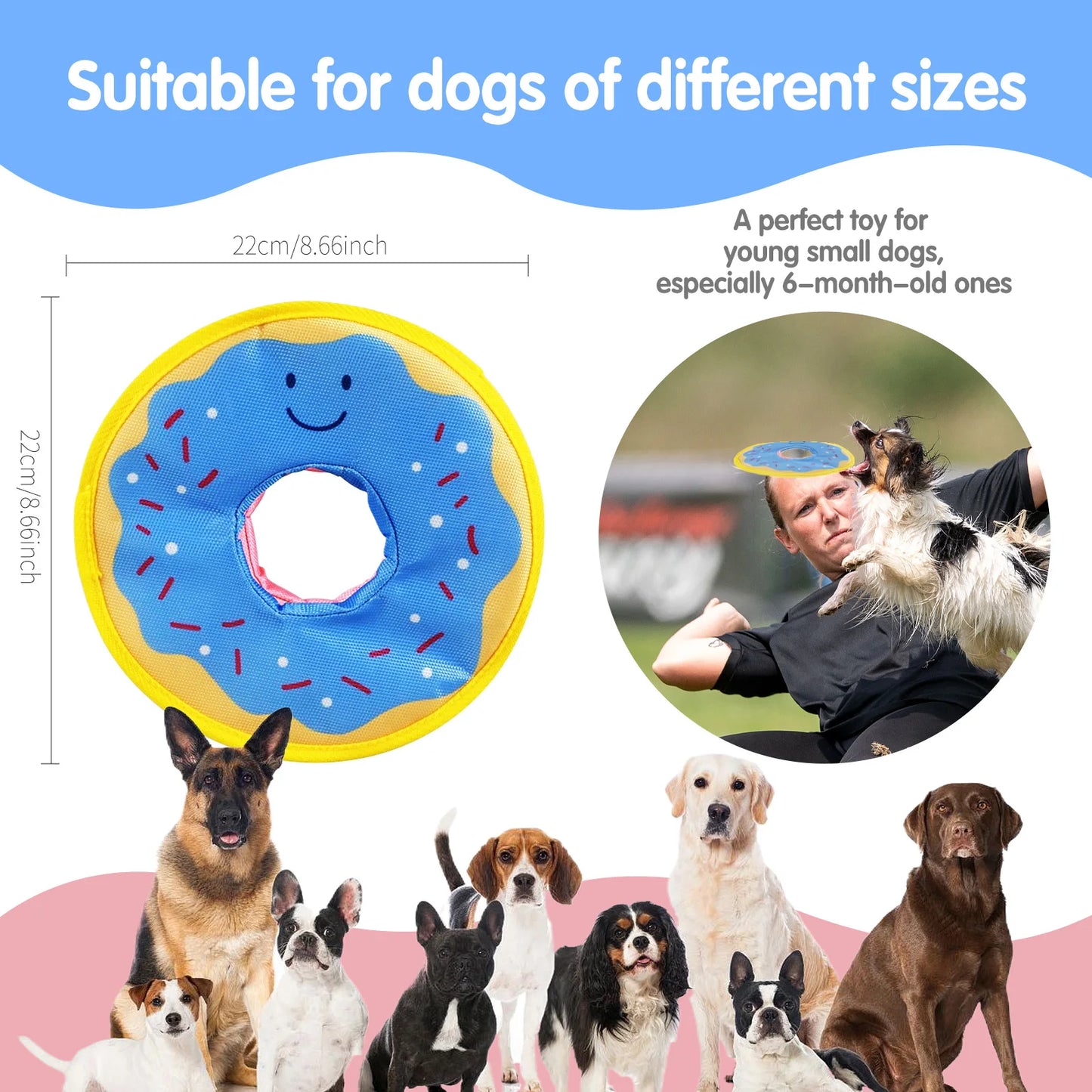 Qzee Dog Donuts Squeaky Outdoor Toy For Small And Medium Dogs