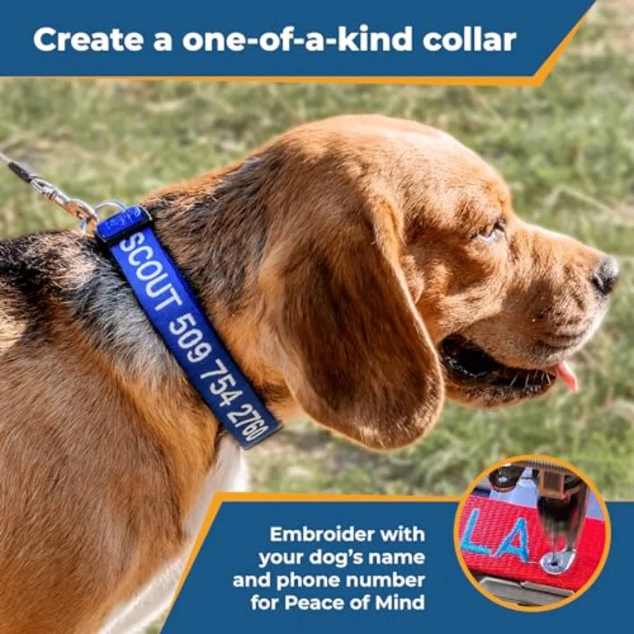 Personalized Dog Collar Embroidered With Pet Name And Phone Number