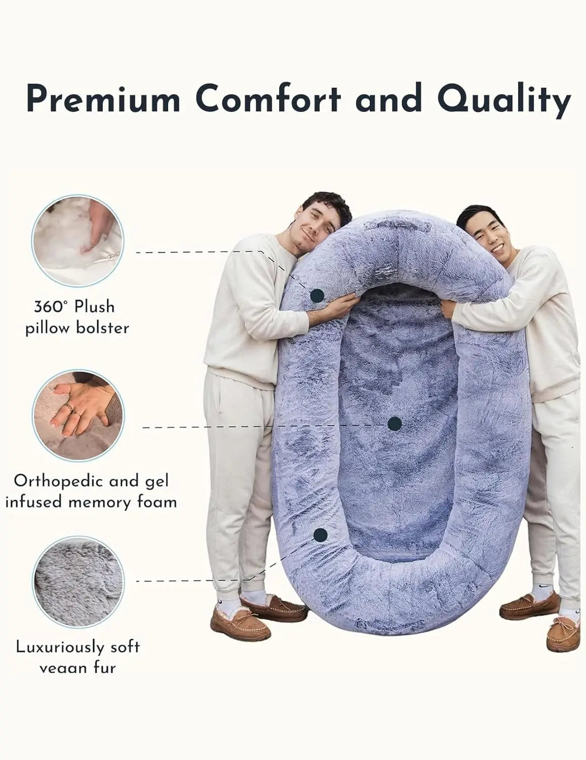 Human Dog Bed for Adults and Kids Memory Foam Bean Bag Machine Washable
