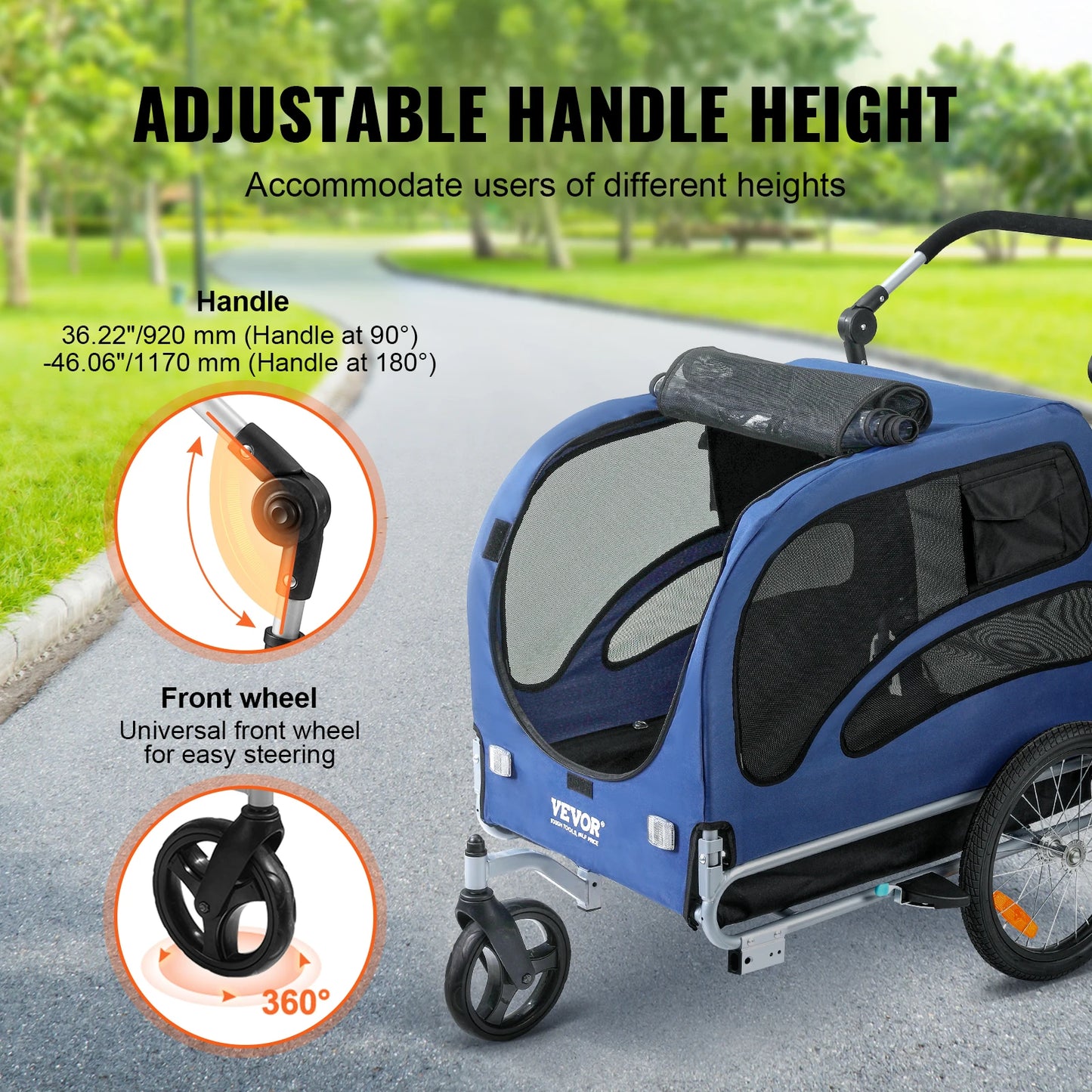 SucceBuy Universal Dog Bike Trailer Two-in-One Pet Stroller