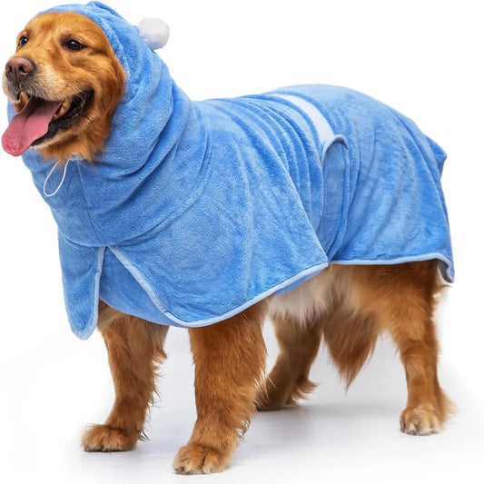 ABEKA Absorbent Dog Bath Towel Hooded Pet Robe Quick Drying