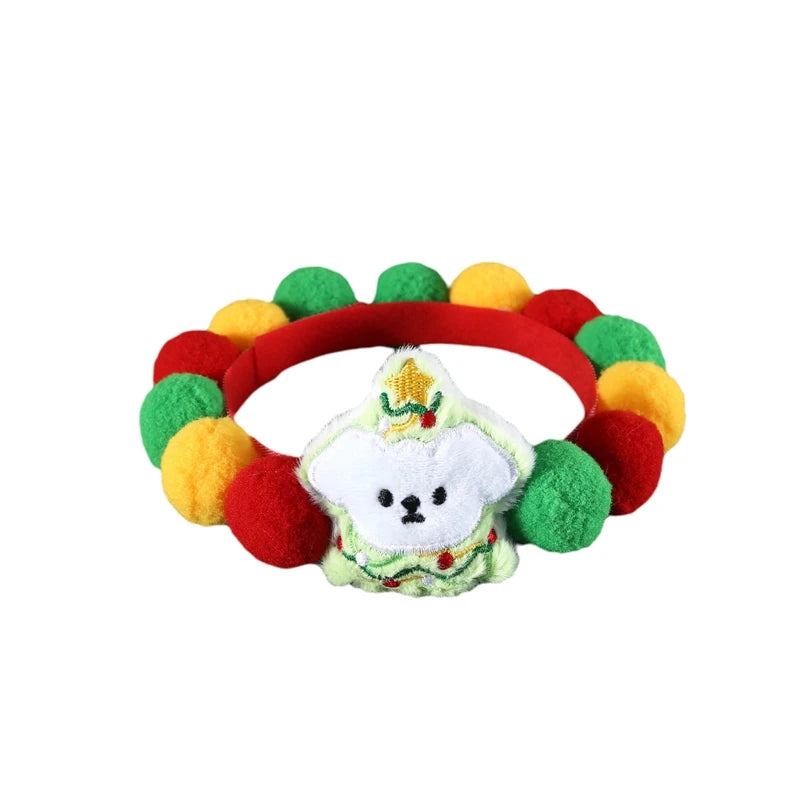Guangdong Festive Pet Holiday Collar With Fluffy Pom Pom