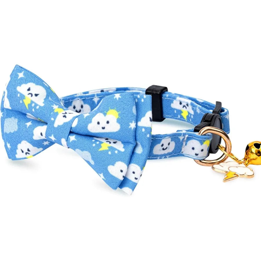 Hign-concerned Cat Collar Set With Bow Tie And Bell