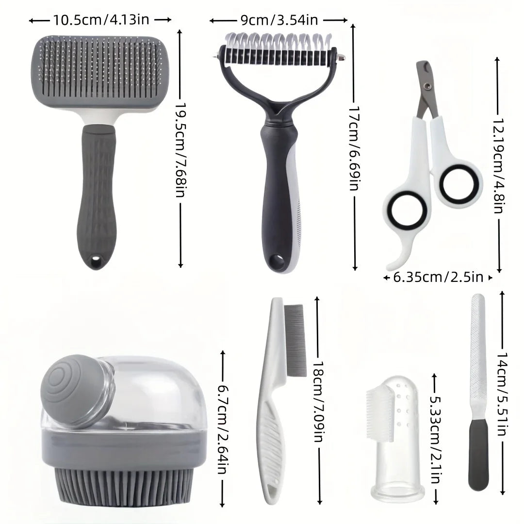 Dog Grooming Kit 8pc Self Cleaning Nail Clippers Flea Comb
