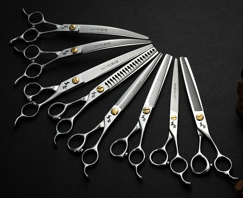 Fenice King Series VG10 Steel Dog Grooming Scissors Straight Curved Thinning