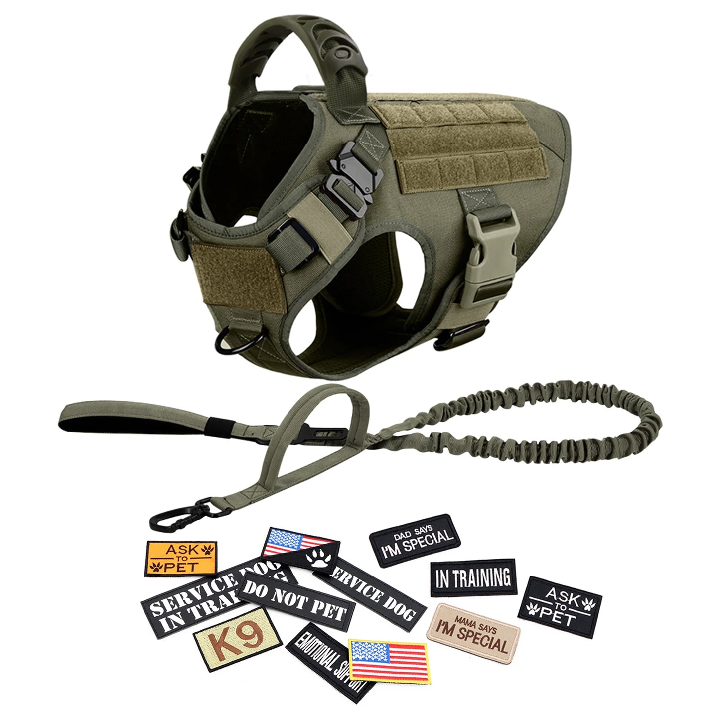 PETRAVEL CN Military Large Dog Harness Vest Set Patches For Malinois Training