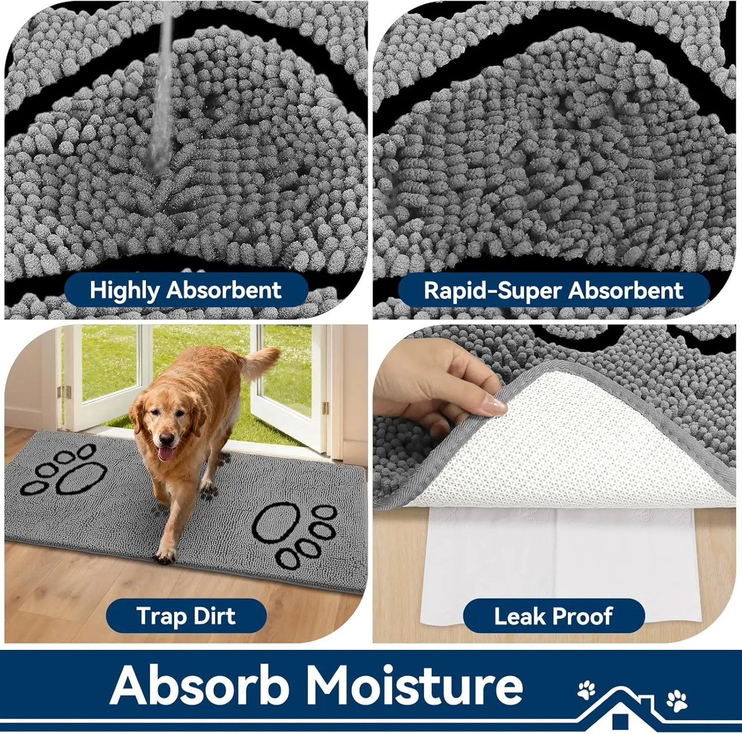 Super Absorbent Dog Door Mat Anti Slip Washable Pet Rug