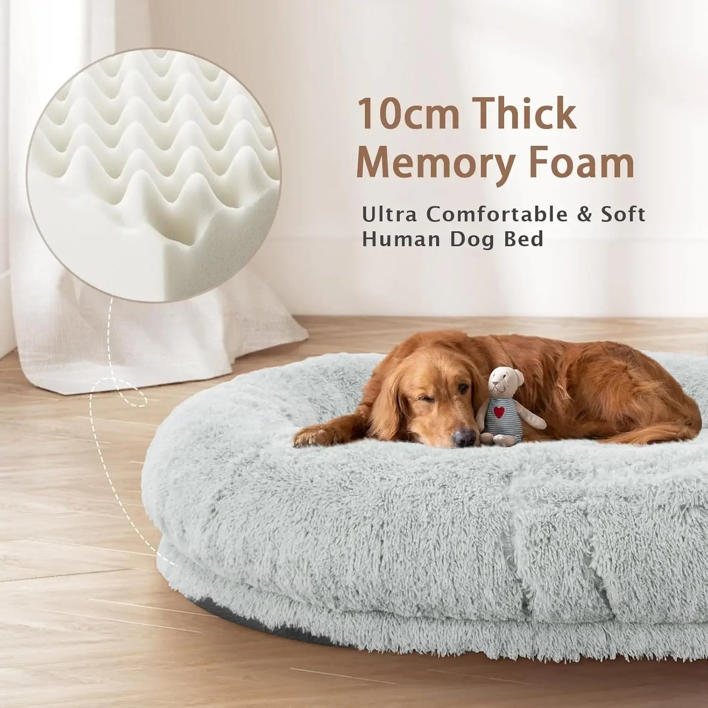 XMSJ Human Dog Bed Memory Foam Washable With Plush Pillow