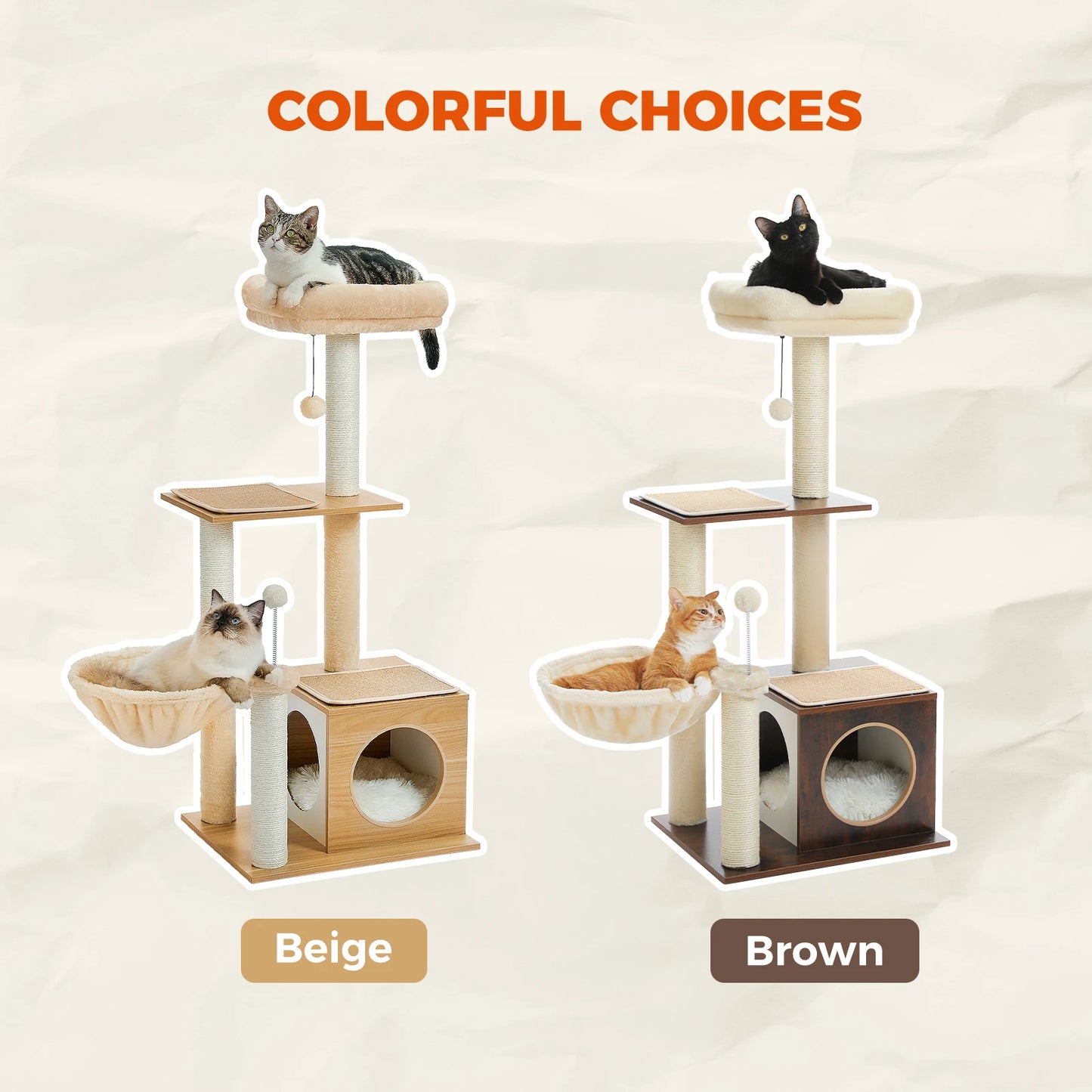 PAWZ Road Modern Cat Tree Indoor Multilevel Wood Tower