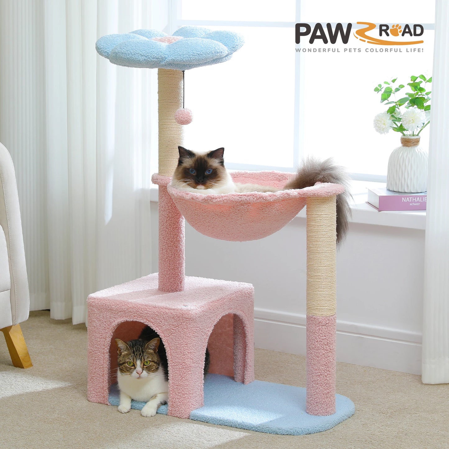 PETEPELACN Flower Cat Tree With Sisal Posts Hammock