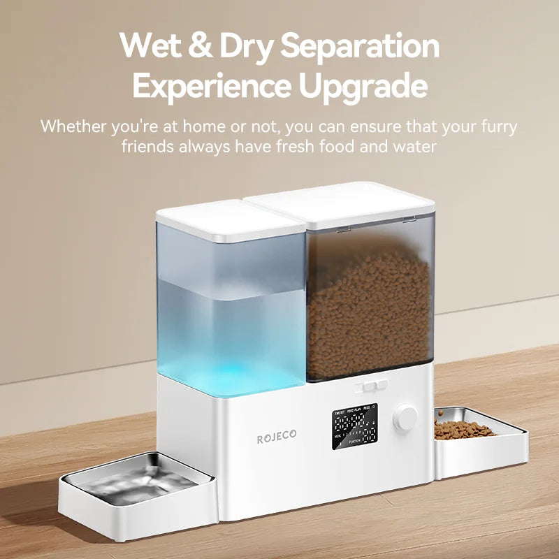 ROJECO 2In1 Automatic Pet Feeder and Water Fountain