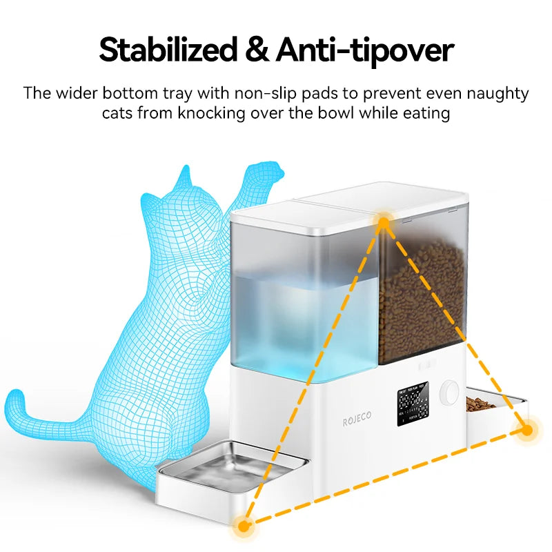 ROJECO 2In1 Automatic Pet Feeder And Water Fountain