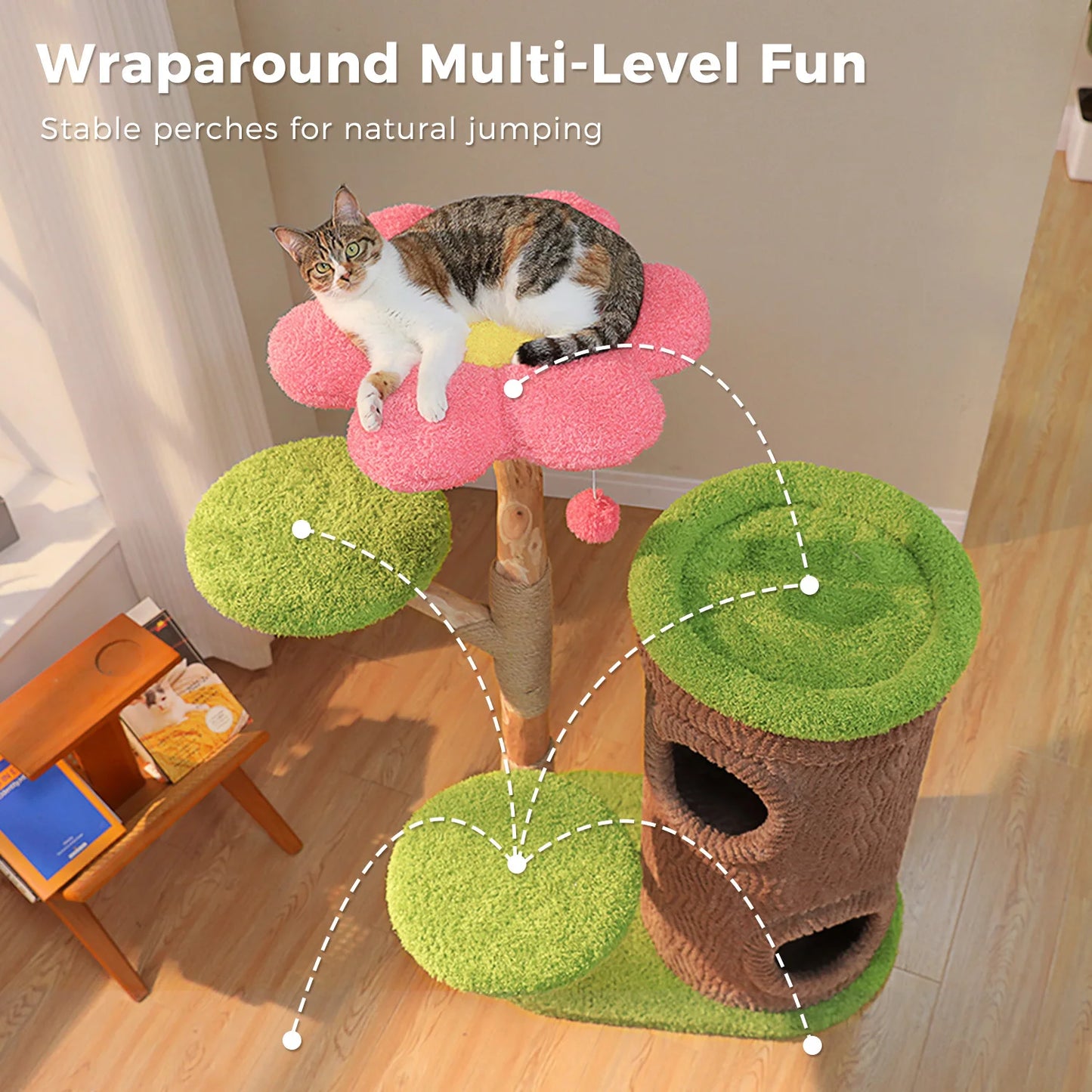 PAWZ Road Cat Tree With Four Condos And Scratching Post