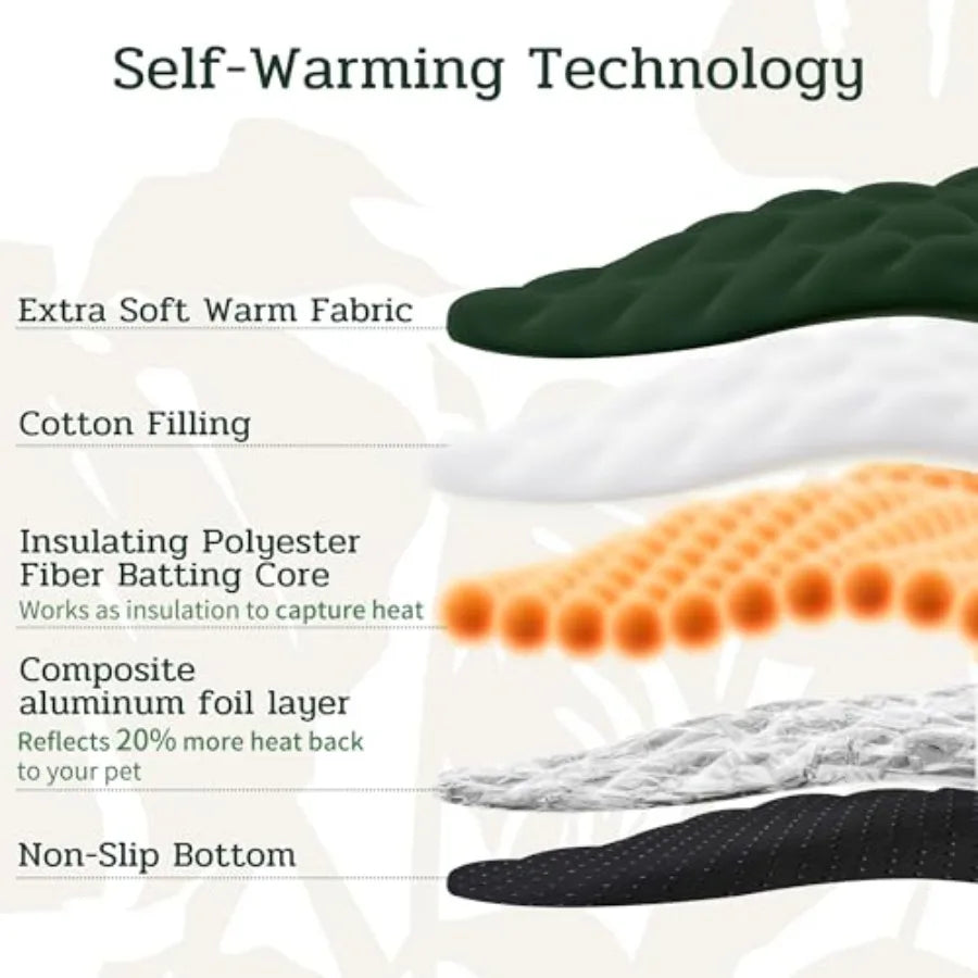 Leaf Shaped SelfWarming Cat Bed Mat for Sofa Crate Kennel