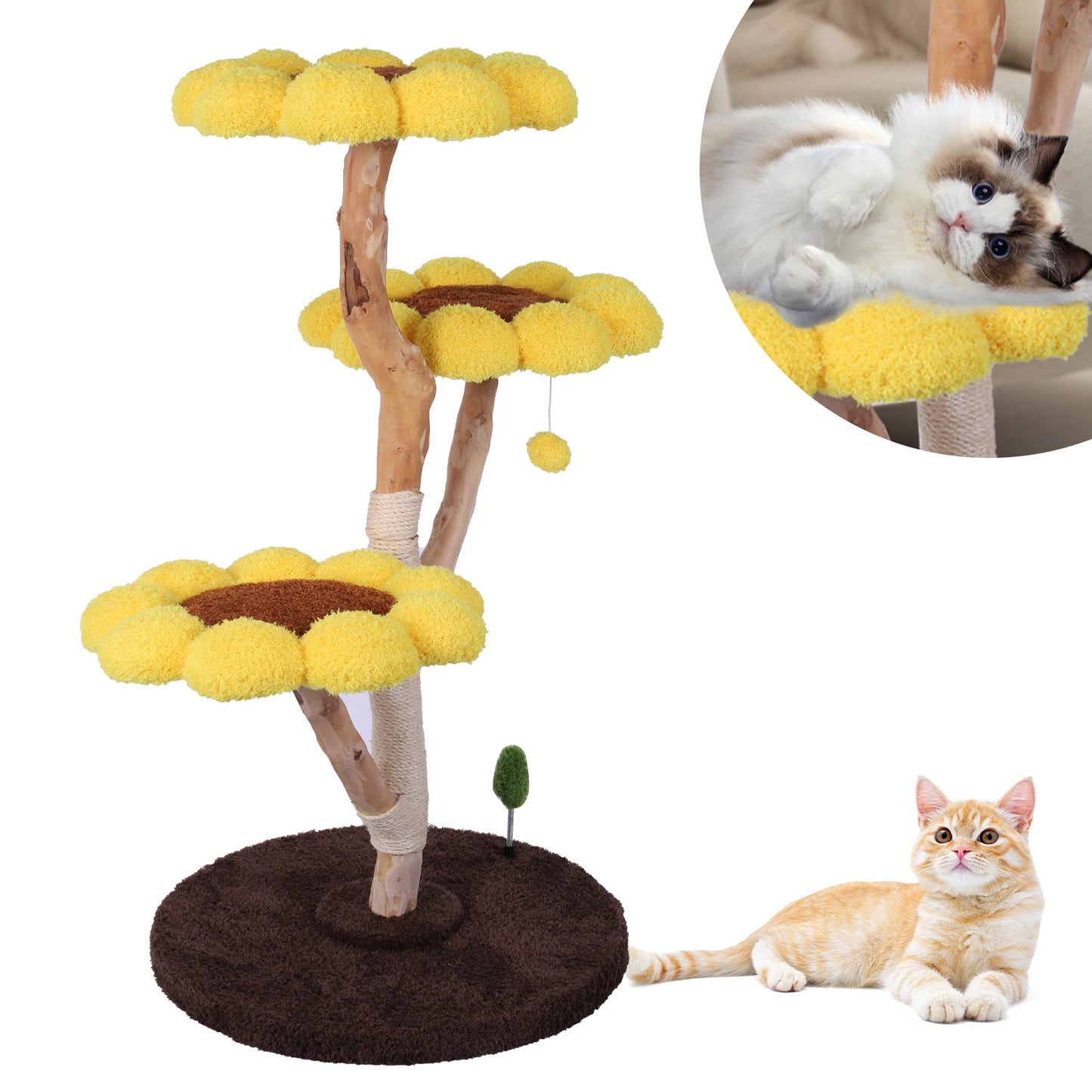 CN Guangdong Sunflower Cat Tree With Natural Scratching Post