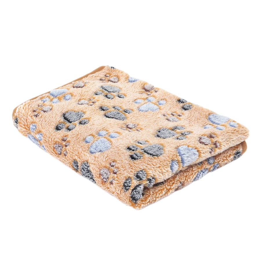 Soft Fluffy Pet Blanket Fleece Paw Print Mat for Dogs