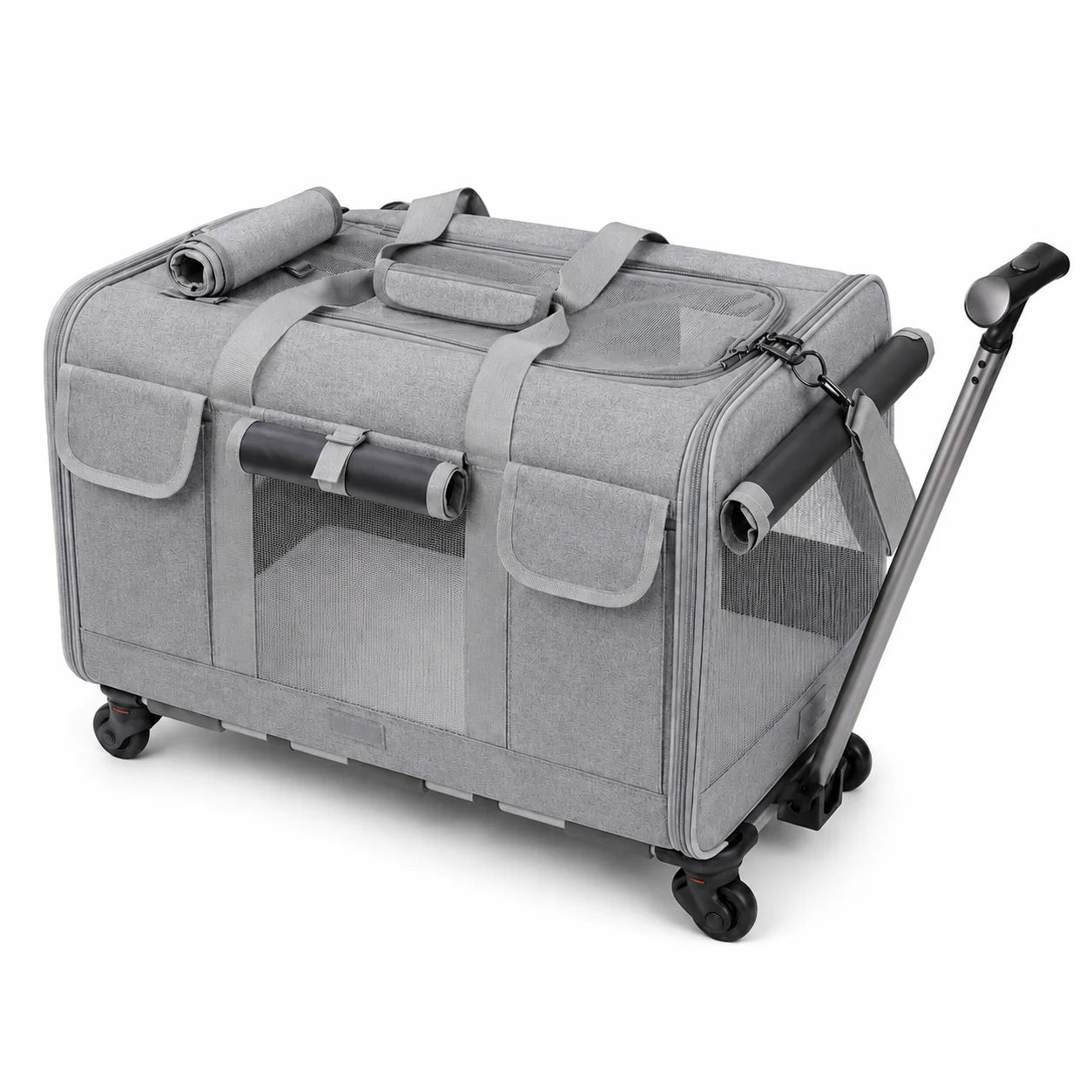 XMSJ Cat Dog Carrier With Wheels Travel Stroller For Pets