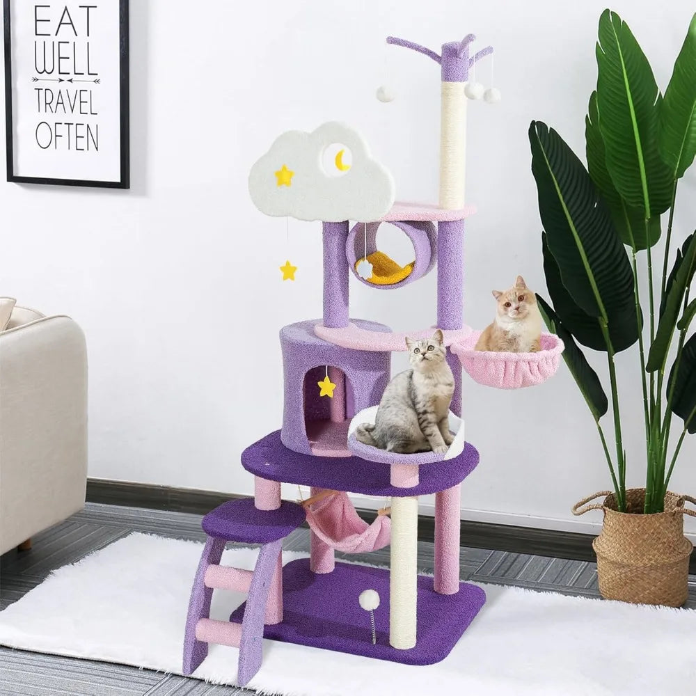 Cloud Themed Cat Tree for Indoor Cats Tall Cat Tower