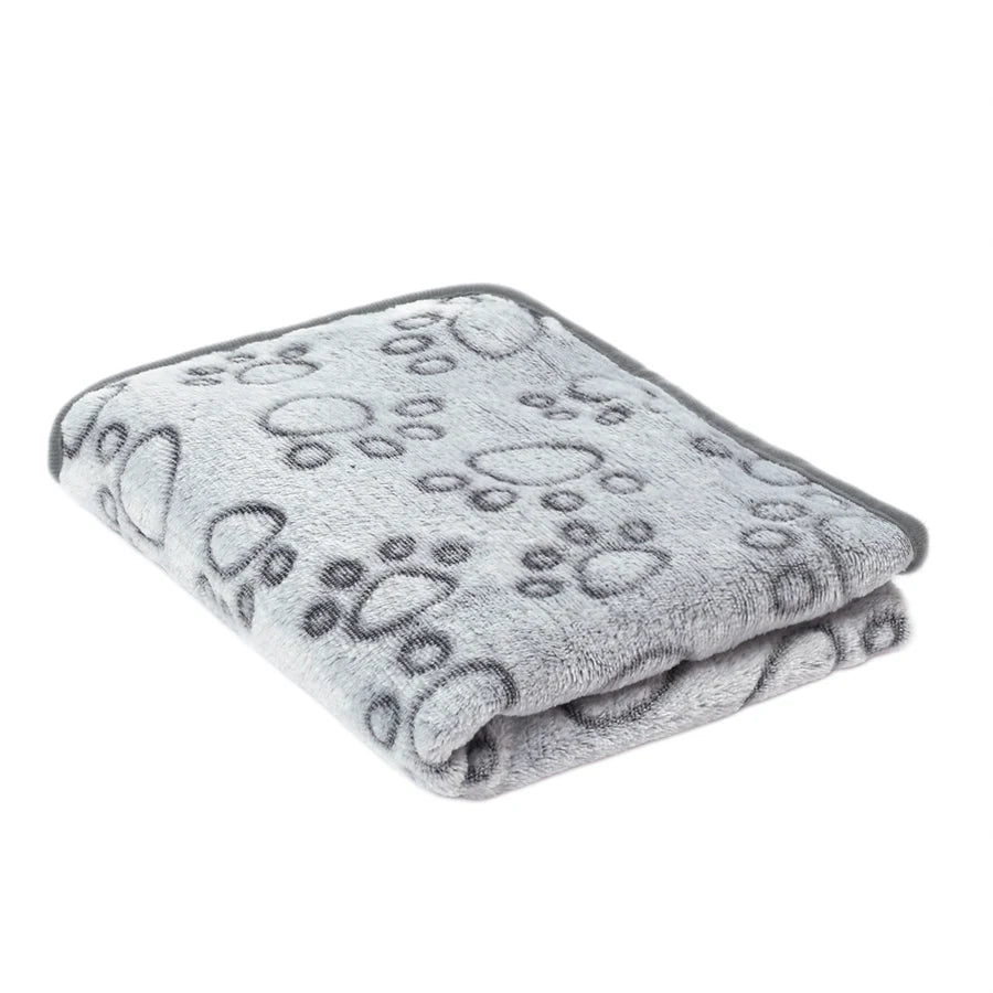 Soft Fluffy Pet Blanket Fleece Paw Print Mat for Dogs