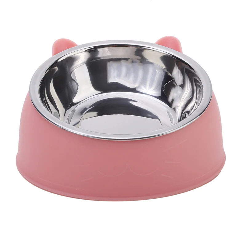 High Concerned Stainless Steel Cat Bowl Inclined Feeding Dish